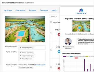 Raport pentru dezvoltatori in interfata CRM REBS