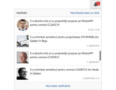 Notificari in interfata CRM REBS